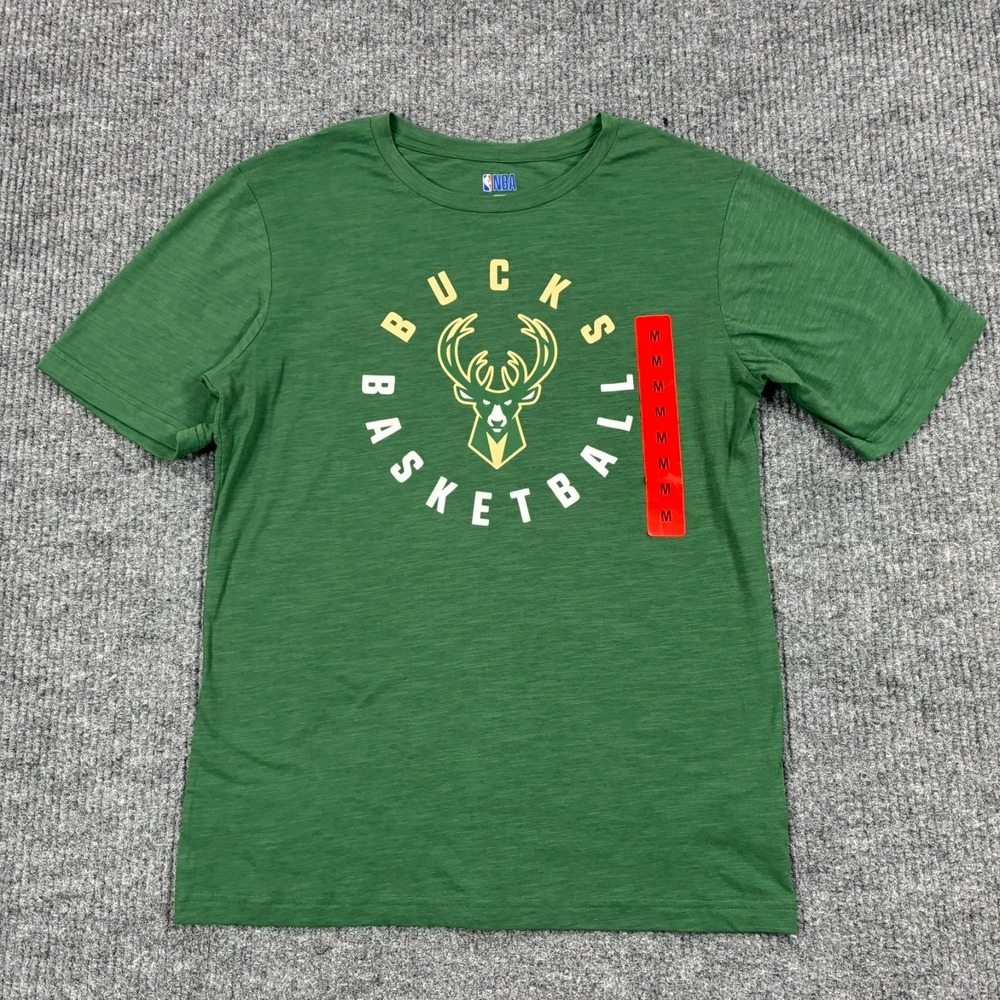 Milwaukee Bucks NBA Mens M Green Basketball Logo Graphic T Shirt Official